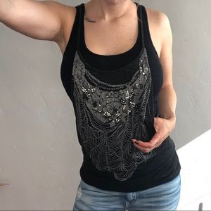 MISSME Double Layered Blinged Tank size Medium